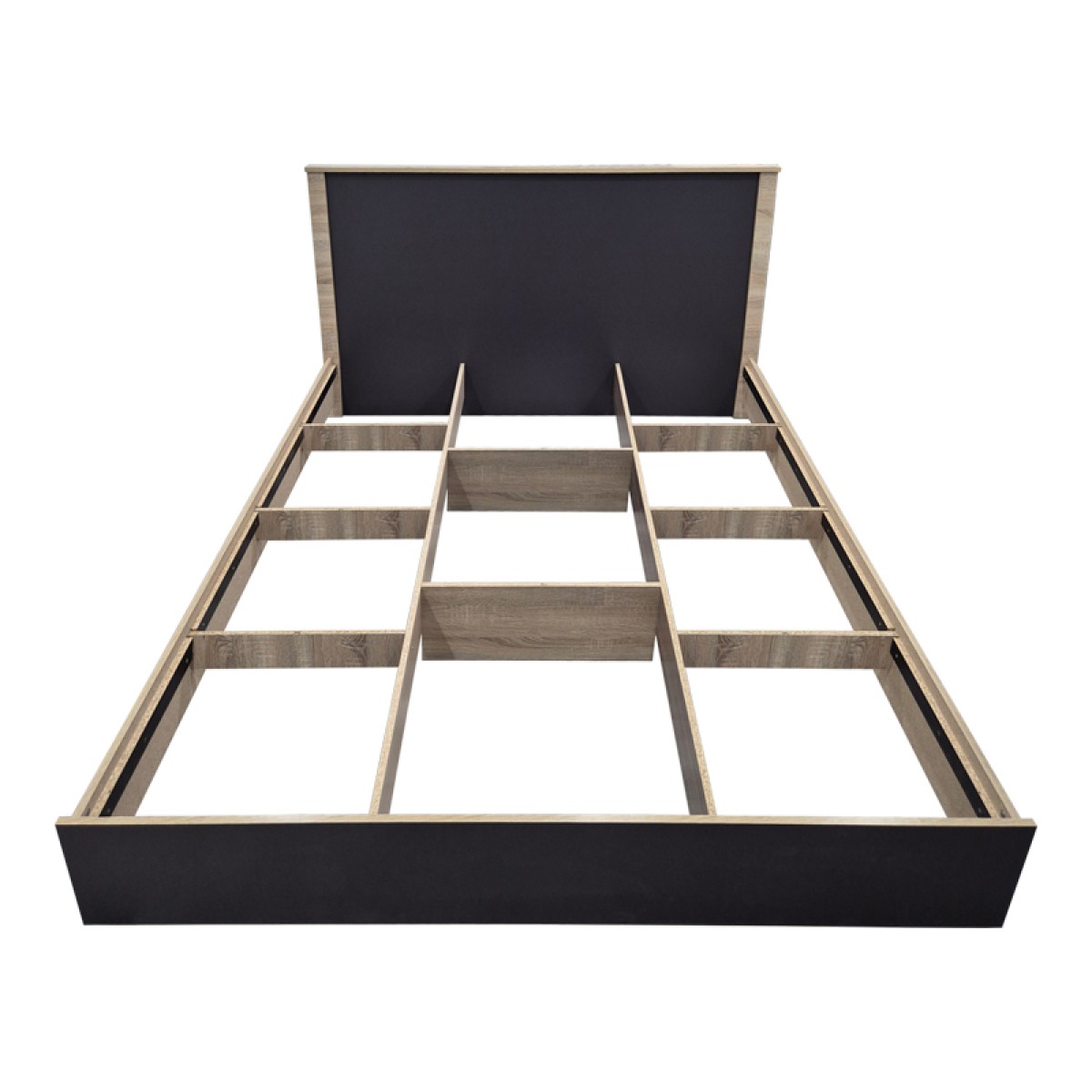 Κρεβάτι Athos pakoworld σε sonoma-ανθρακί απόχρωση 160x200εκ