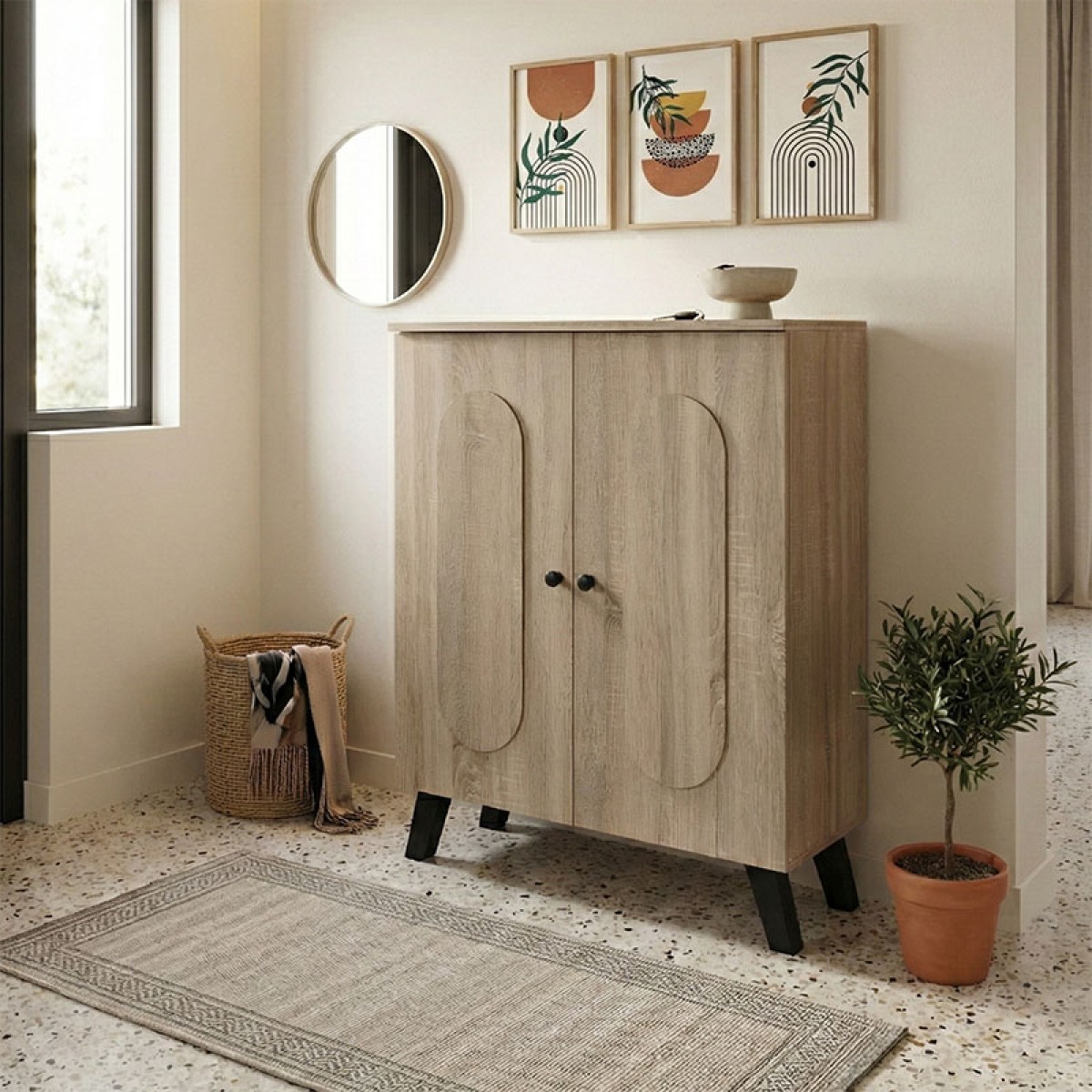 Παπουτσοθήκη-ντουλάπι Cathi pakoworld sonoma 80x34x95εκ