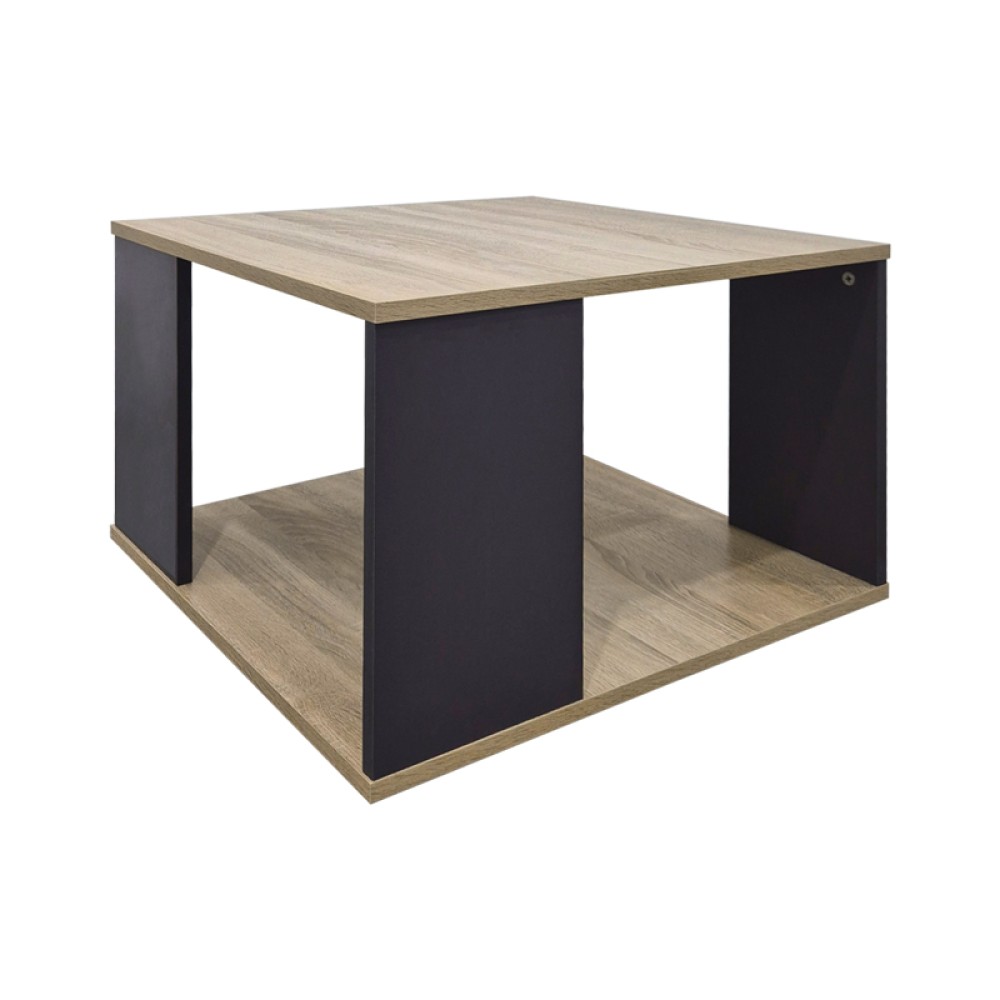 Τραπέζι σαλονιού Zelegan pakoworld sonoma-ανθρακί 60x60x39εκ