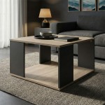 Τραπέζι σαλονιού Zelegan pakoworld sonoma-ανθρακί 60x60x39εκ