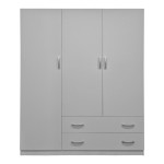 Ντουλάπα τρίφυλλη με 2 συρτάρια Alvia pakoworld λευκή 150x51x180εκ