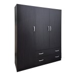 Ντουλάπα τρίφυλλη με 2 συρτάρια Alvia pakoworld wenge150x51x180εκ