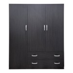 Ντουλάπα τρίφυλλη με 2 συρτάρια Alvia pakoworld wenge150x51x180εκ