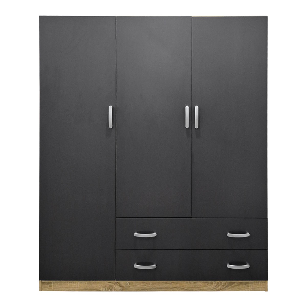 Ντουλάπα τρίφυλλη με 2 συρτάρια Alvia pakoworld sonoma-ανθρακί 150x51x180εκ