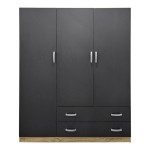 Ντουλάπα τρίφυλλη με 2 συρτάρια Alvia pakoworld sonoma-ανθρακί 150x51x180εκ