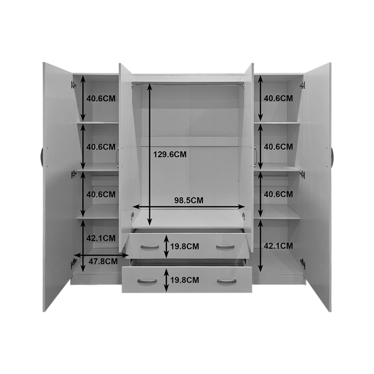 Ντουλάπα τετράφυλλη με 2 συρτάρια Alvia pakoworld sonoma 200x51x180εκ