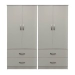 Ντουλάπα τετράφυλλη με συρτάρια Lego pakoworld λευκή 160x42x180εκ