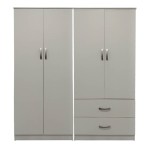 Ντουλάπα τετράφυλλη Athos pakoworld λευκή 160x42x180εκ