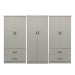 Ντουλάπα εξάφυλλη Athos pakoworld λευκή 240x42x180εκ