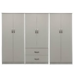 Ντουλάπα εξάφυλλη Athos I pakoworld λευκή 240x42x180εκ