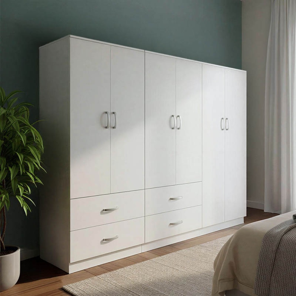 Ντουλάπα εξάφυλλη Lego pakoworld λευκή 200,5x42x180εκ