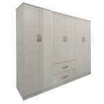 Ντουλάπα εξάφυλλη Athos Ι pakoworld λευκή 200,5x42x180εκ