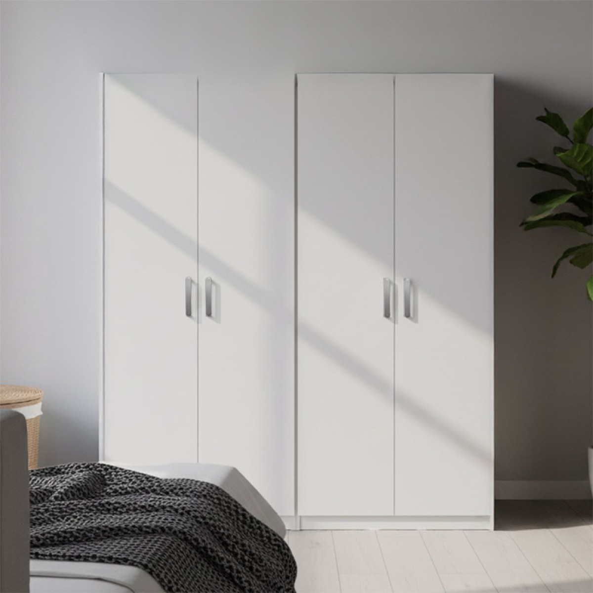 Ντουλάπα τετράφυλλη Athos Ι pakoworld λευκή 160x42x180εκ