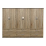 Ντουλάπα εξάφυλλη με συρτάρια Lego pakoworld sonoma 240x42x180εκ