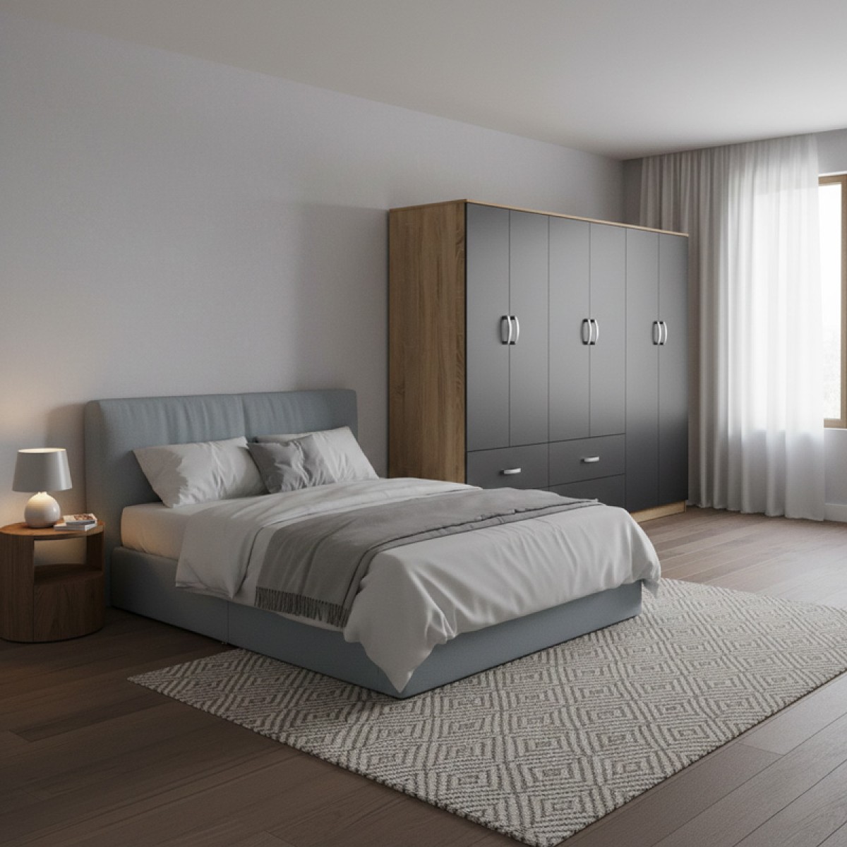 Ντουλάπα εξάφυλλη Lego pakoworld sonoma-ανθρακί 240x42x180εκ