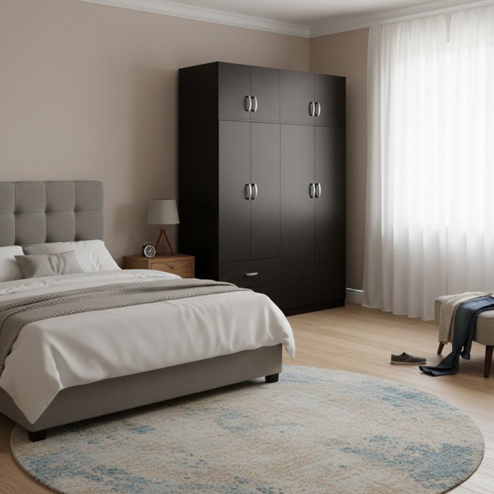 Ντουλάπα εξάφυλλη με πατάρι Lego pakoworld wenge 240x42x240εκ