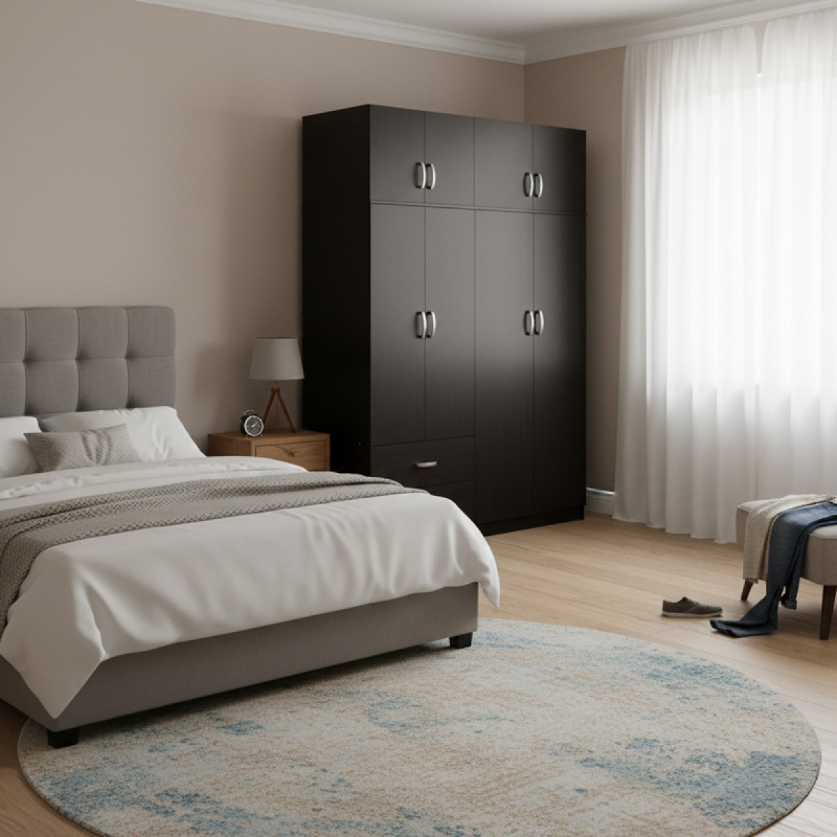 Ντουλάπα εξάφυλλη με πατάρι Lego pakoworld wenge 240x42x240εκ