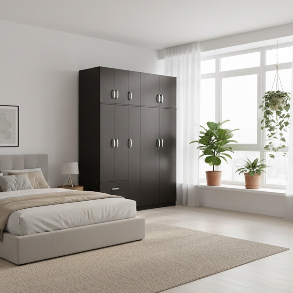 Ντουλάπα πεντάφυλλη με πατάρι Lego I pakoworld wenge 170x42x240εκ