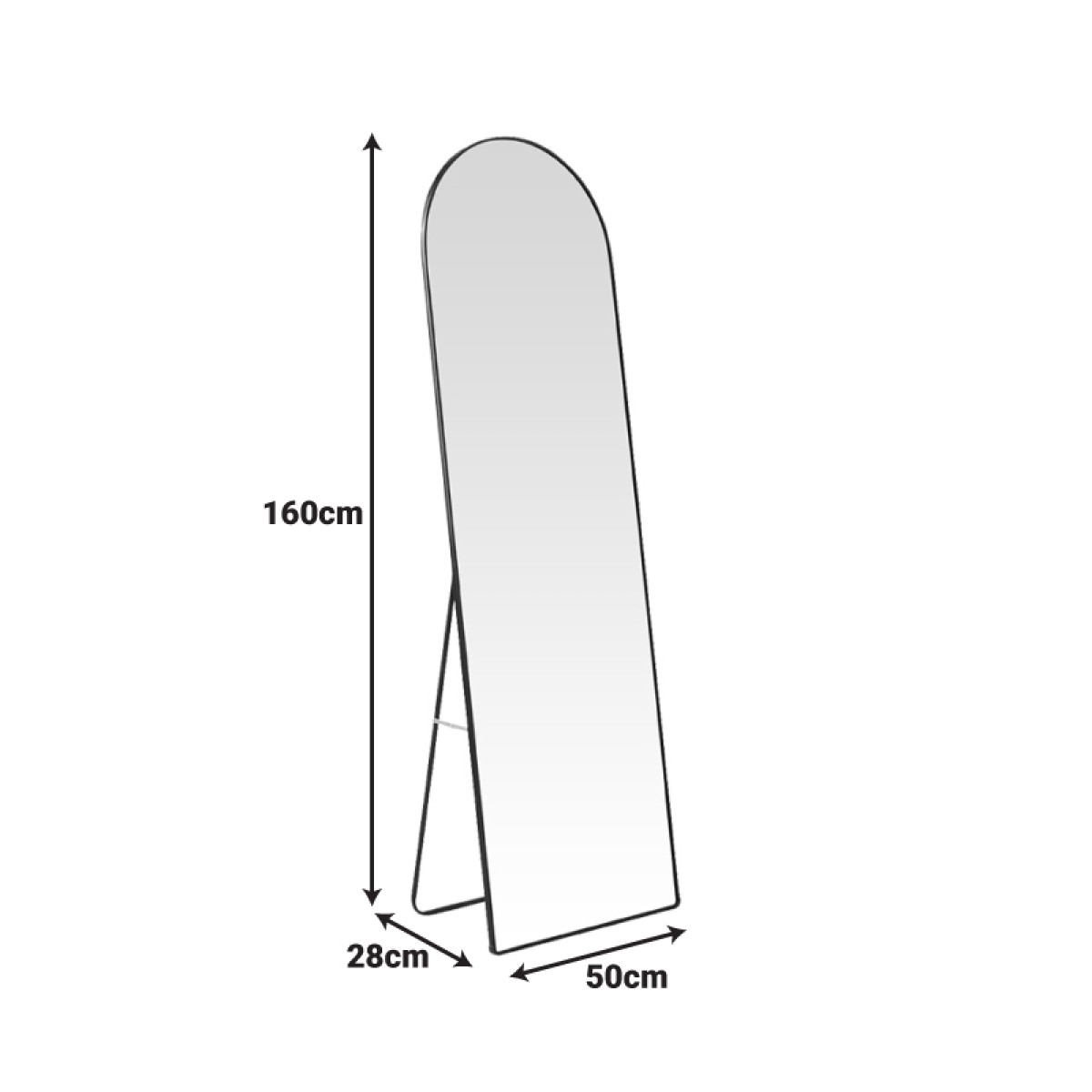 Καθρέπτης Plaza I pakoworld αλουμίνιο σε μαύρη απόχρωση 50x28x160εκ
