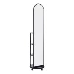 Καθρέπτης τροχήλατος Espero pakoworld mdf με ράφια σε μαύρη απόχρωση Φ34x170εκ