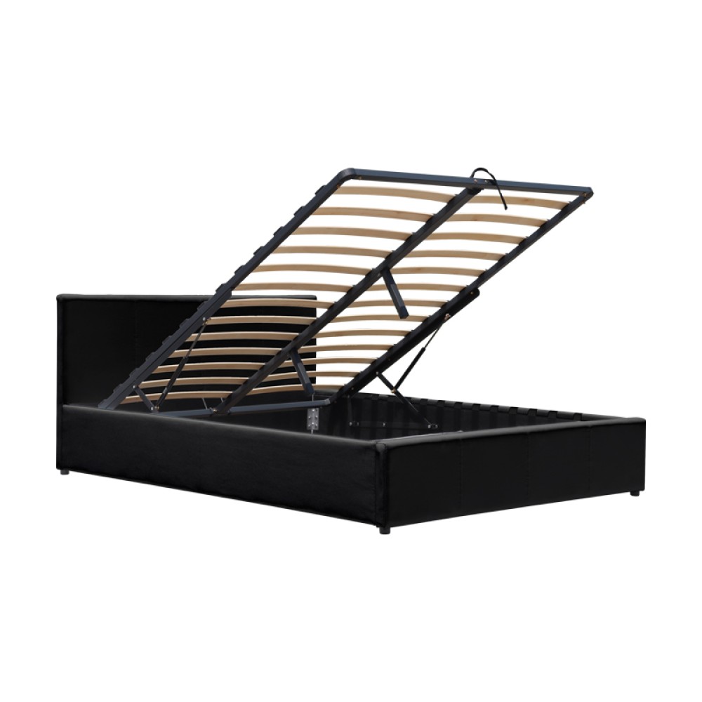 Κρεβάτι Dellia pakoworld με αποθηκευτικό χώρο pu μαύρο 120x200εκ