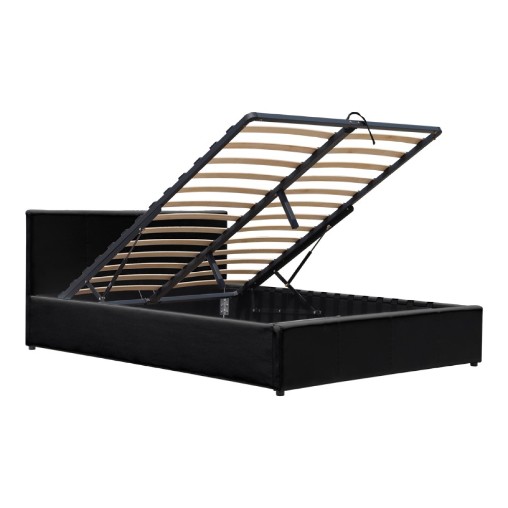 Κρεβάτι Dellia pakoworld με αποθηκευτικό χώρο pu μαύρο 150x200εκ