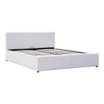 Κρεβάτι Dellia pakoworld με αποθηκευτικό χώρο pu λευκό 150x200εκ