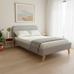 Κρεβάτι LumiLux pakoworld ύφασμα σε γκρι απόχρωση 160x200εκ