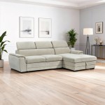 Γωνιακός καναπές-κρεβάτι αριστερή γωνία Dreamora pakoworld με αποθηκευτικό χώρο ύφασμα μπεζ 270x167x82εκ