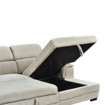 Γωνιακός καναπές-κρεβάτι αριστερή γωνία Dreamora pakoworld με αποθηκευτικό χώρο ύφασμα μπεζ 270x167x82εκ