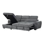 Γωνιακός καναπές-κρεβάτι δεξιά γωνία Dreamora pakoworld με αποθηκευτικό ύφασμα ανθρακί 270x167x82εκ