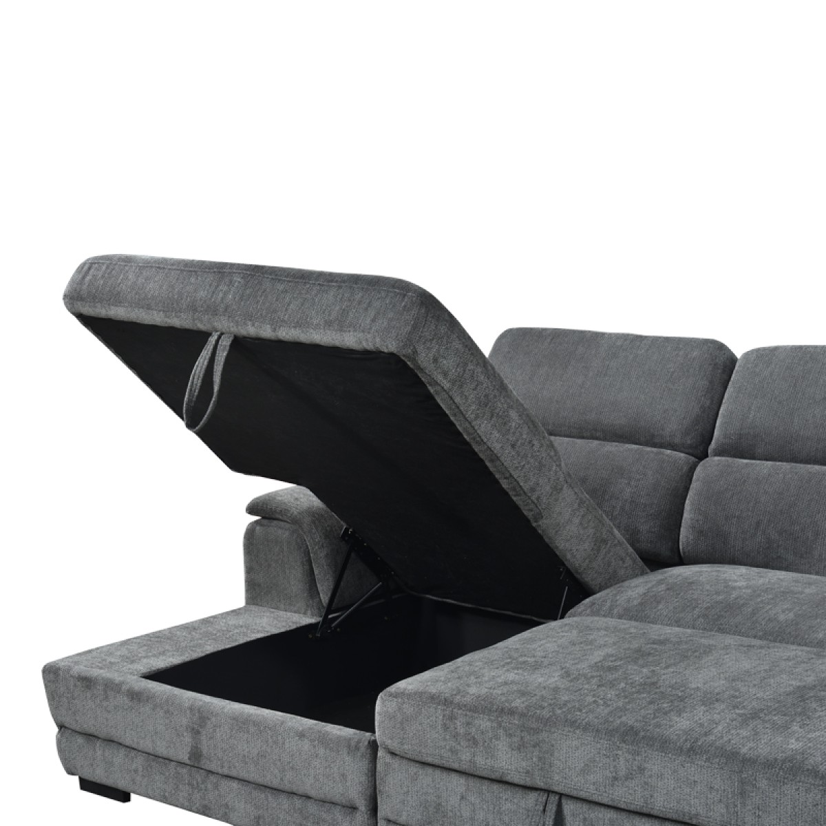 Γωνιακός καναπές-κρεβάτι δεξιά γωνία Dreamora pakoworld με αποθηκευτικό ύφασμα ανθρακί 270x167x82εκ