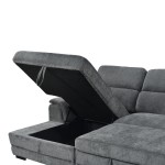 Γωνιακός καναπές-κρεβάτι δεξιά γωνία Dreamora pakoworld με αποθηκευτικό ύφασμα ανθρακί 270x167x82εκ