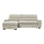 Γωνιακός καναπές-κρεβάτι δεξία γωνία Dreamora pakoworld με αποθηκευτικό ύφασμα μπεζ 270x167x82εκ