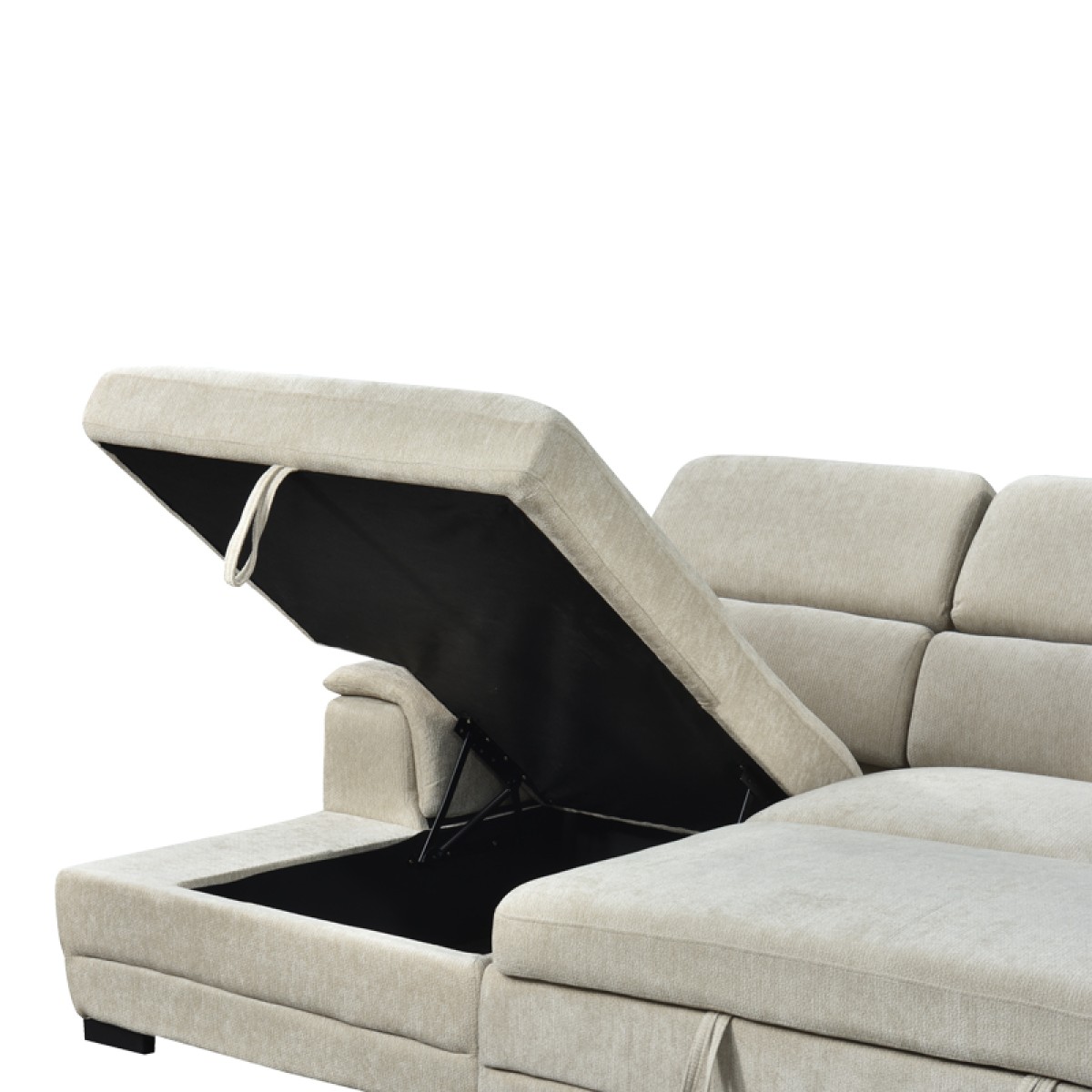 Γωνιακός καναπές-κρεβάτι δεξία γωνία Dreamora pakoworld με αποθηκευτικό ύφασμα μπεζ 270x167x82εκ