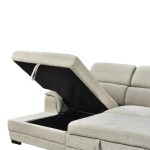 Γωνιακός καναπές-κρεβάτι δεξία γωνία Dreamora pakoworld με αποθηκευτικό ύφασμα μπεζ 270x167x82εκ