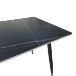 Τραπέζι Pembe pakoworld sintered stone μαύρη όψη μαρμάρου με μαύρα μεταλλικά πόδια 140x80x75εκ