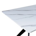 Τραπέζι Ezali pakoworld mdf λευκή όψη μαρμάρου με μαύρα μεταλλικά πόδια 140x80x75εκ