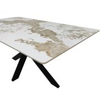 Τραπέζι Bethan pakoworld sintered stone-μέταλλο λευκό μαρμάρου-μαύρο 180x90x75εκ