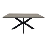 Τραπέζι Bethan pakoworld sonoma με γκρι mdf και μαύρο μέταλλο 180x90x75εκ