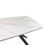 Τραπέζι Ezali pakoworld sintered stone λευκή ματ όψη μαρμάρου με μαύρο μεταλλικό πόδι 140x80x75εκ