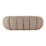 Καναπές Embrace pakoworld βελούδο σε γκρι μπεζ απόχρωση 180x105x65εκ