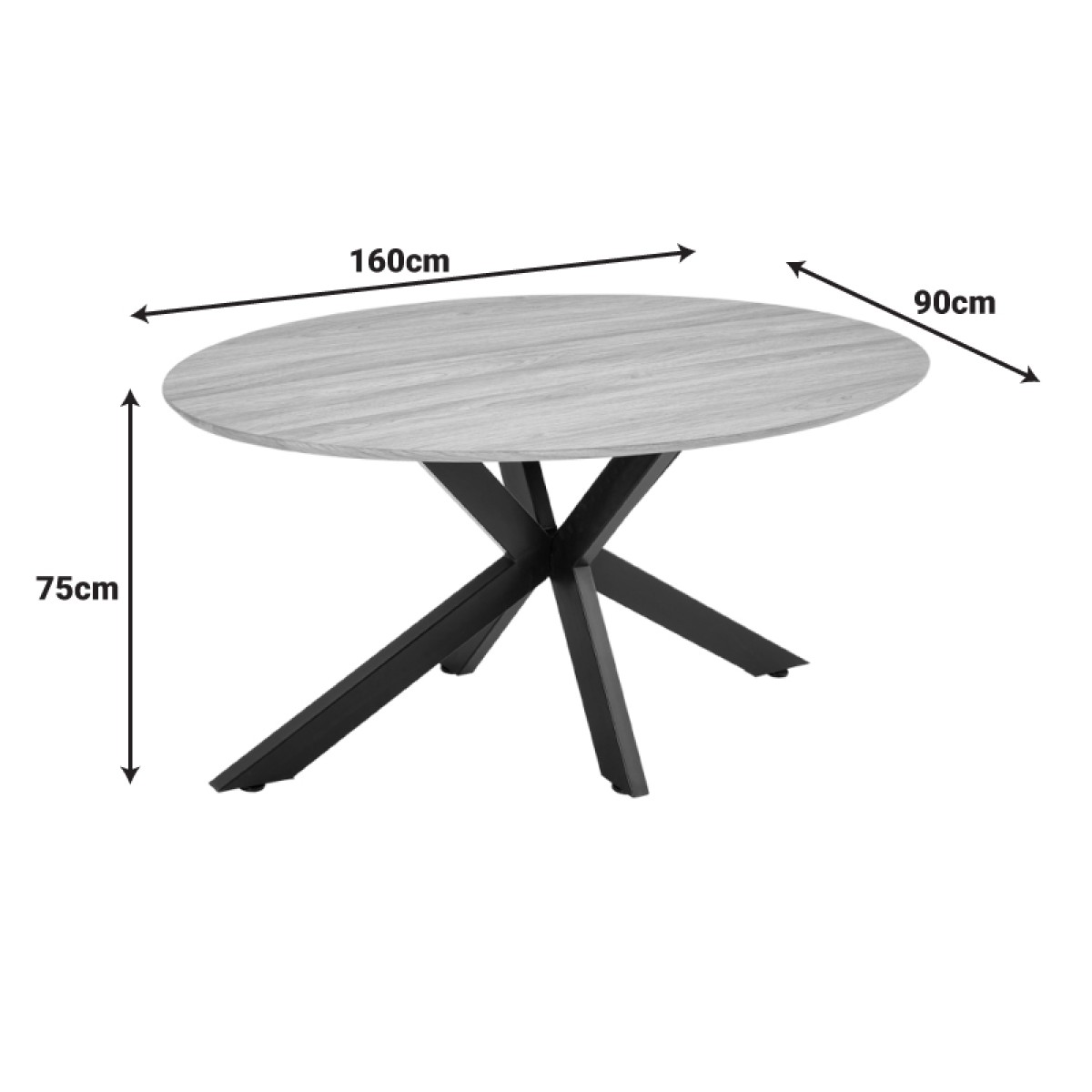 Τραπέζι Makrey pakoworld sonoma mdf- μαύρα μεταλλικά πόδια 160x90x75εκ