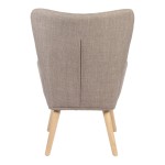 Πολυθρόνα-μπερζέρα Gerlina pakoworld γκρι-μπεζ ύφασμα με πόδι σε φυσική απόχρωση 71x64x94εκ