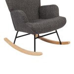 Κουνιστή πολυθρόνα Jianna pakoworld ανθρακί ύφασμα με πόδι σε φυσική απόχρωση 79x64x89εκ