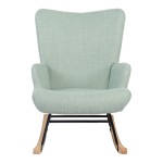 Κουνιστή πολυθρόνα Jianna pakoworld μέντα ύφασμα με πόδι σε φυσική απόχρωση 79x64x89εκ