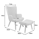 Πολυθρόνα-μπερζέρα με υποπόδιο Gerlina pakoworld ανθρακί ύφασμα με πόδι σε φυσική απόχρωση 71x64x94εκ