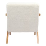 Πολυθρόνα Garifa pakoworld λευκό ύφασμα με πόδι σε φυσική απόχρωση 79x75x75εκ