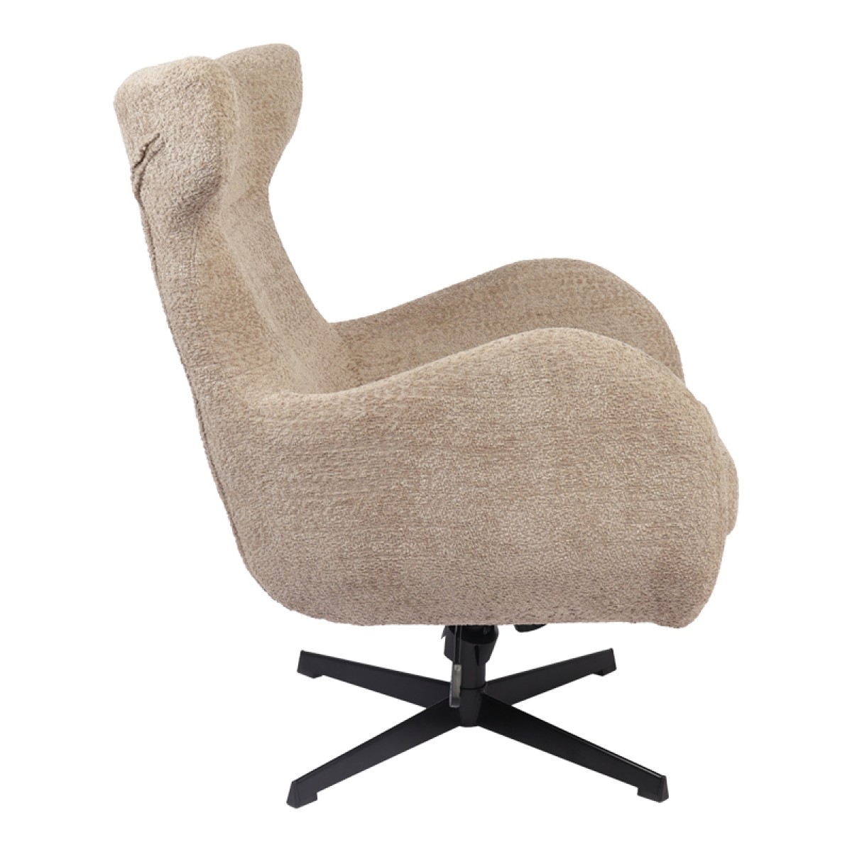 Πολυθρόνα Zefrina pakoworld περιστρεφόμενη μπεζ ύφασμα με βάση σε μαύρη απόχρωση 77x82x100-107εκ
