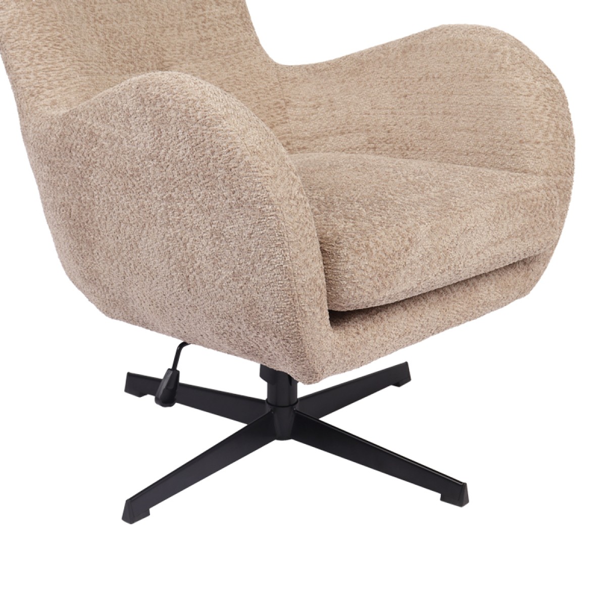 Πολυθρόνα Zefrina pakoworld περιστρεφόμενη μπεζ ύφασμα με βάση σε μαύρη απόχρωση 77x82x100-107εκ